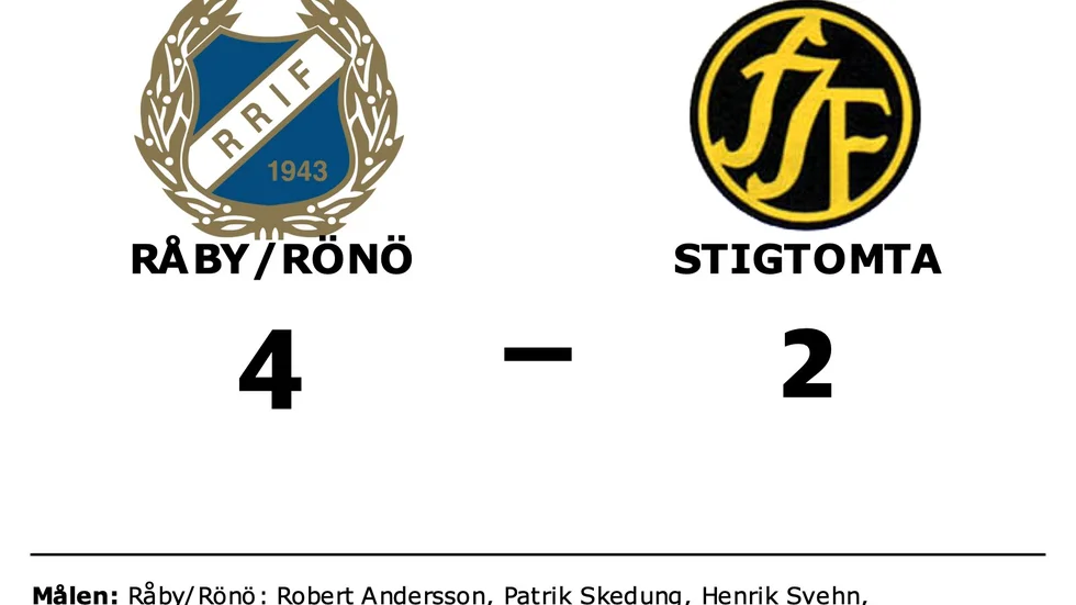 Råby-Rönö IF vann mot Stigtomta IF
