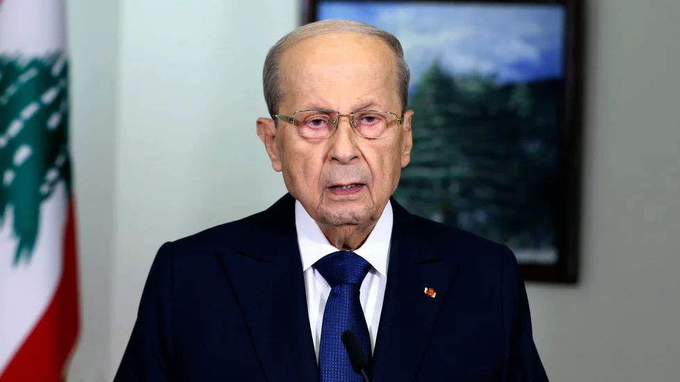 Libanon president Michel Aoun när han tillkännager landets godkännande av gränsavtalet med Israel. Bilden är från den libanesiska regeringen.