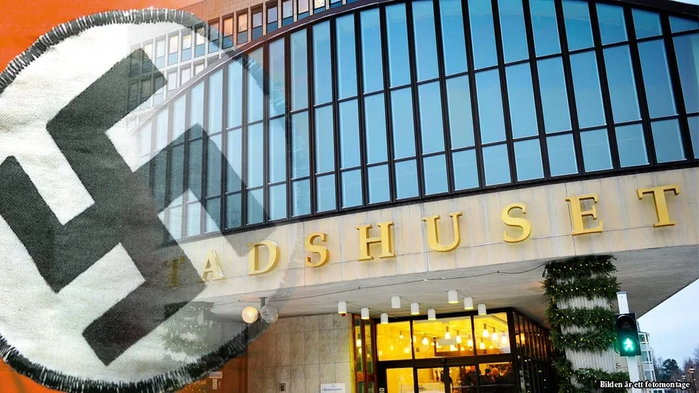 Hissades i flaggstången. En flagga med hakkors hissades vid stadshuset i Luleå tidigt på söndagsmorgonen. Polisen rubricerar det som hets mot folkgrupp och har inlett en förundersökning. Även i Piteå inträffade liknande händelser. Bilden är ett montage.
