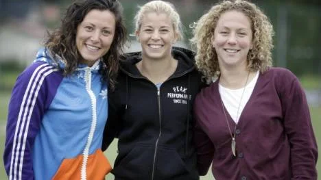 Piteå IF:s kanadensiska trio består av (från vänster) Melissa Tancredi, Stephanie Labbé och Carmelina Moscato.