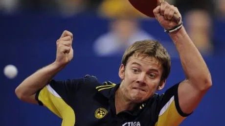 Per Garell, Sverige, mötte Timo Boll, Tyskland i EM i Stuttgart.Foto: Scanpix/AP