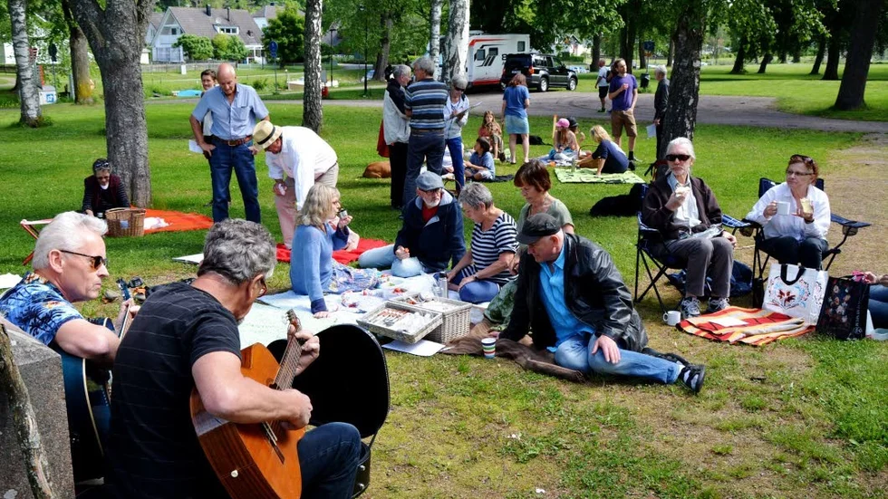 Protestsånger. Det talades och sjöngs när aktionsgruppen för bevarandet av Brunnsparken höll picnic på fredagen.