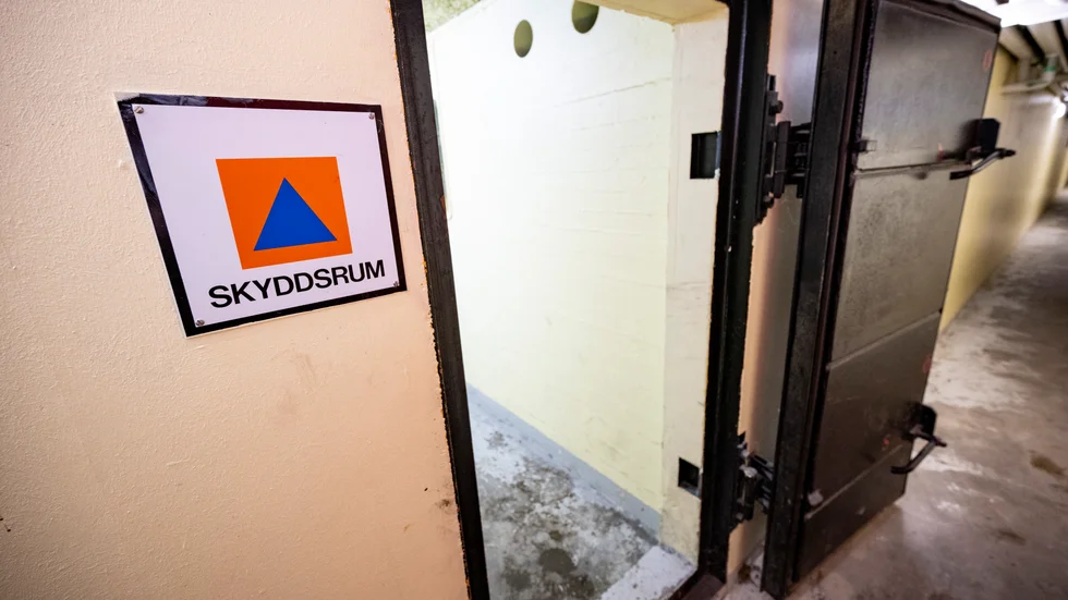 Ett skyddsrum i en källare i ett flerfamiljshus i Lund. Arkivbild.