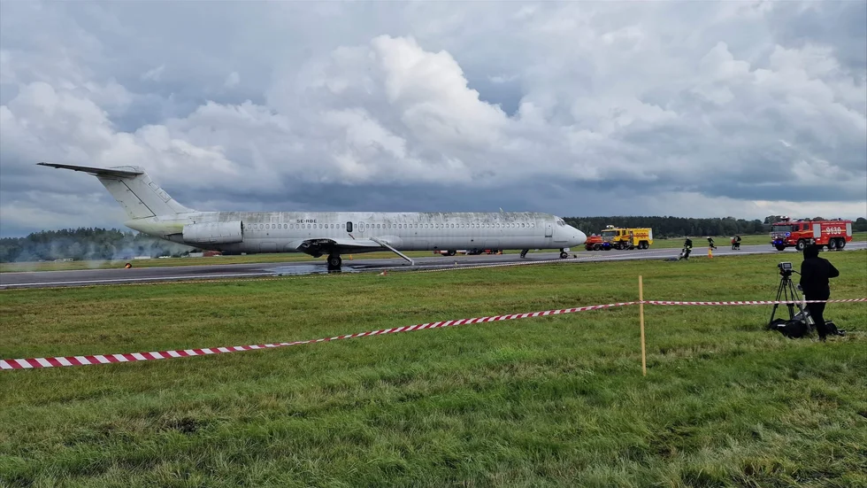Övningen hade ett scenario där ett flygplan fick problem vid landningen.