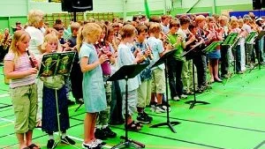 En jätteorkester blir det när musikskolans olika grupper spelar tillsammans.
FOTO: CHRISTINE LINDSTRÖM