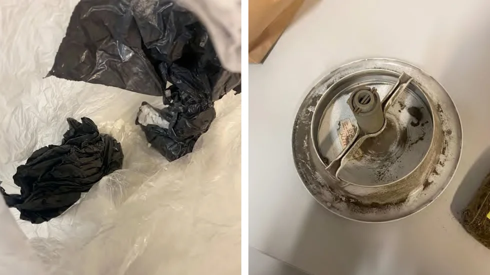 Vid en husrannsakan i en lägenhet i Linköping hittade polisen narkotika. Bakom en ventil i ett förrådsutrymme hittades ytterligare narkotika, som dock inte har gått att binda till någon person. (Bilderna är hämtade ur förundersökningen.) 