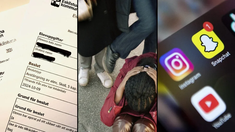 En elev blev misshandlad och förnedrad framför skolkamraternas kamera. Nu stängs två skolkamrater av efter att ha filmat händelsen och sedan lagt ut filmen i sociala medier. Ungdomarna på bilden har inget med sammanhanget att göra.