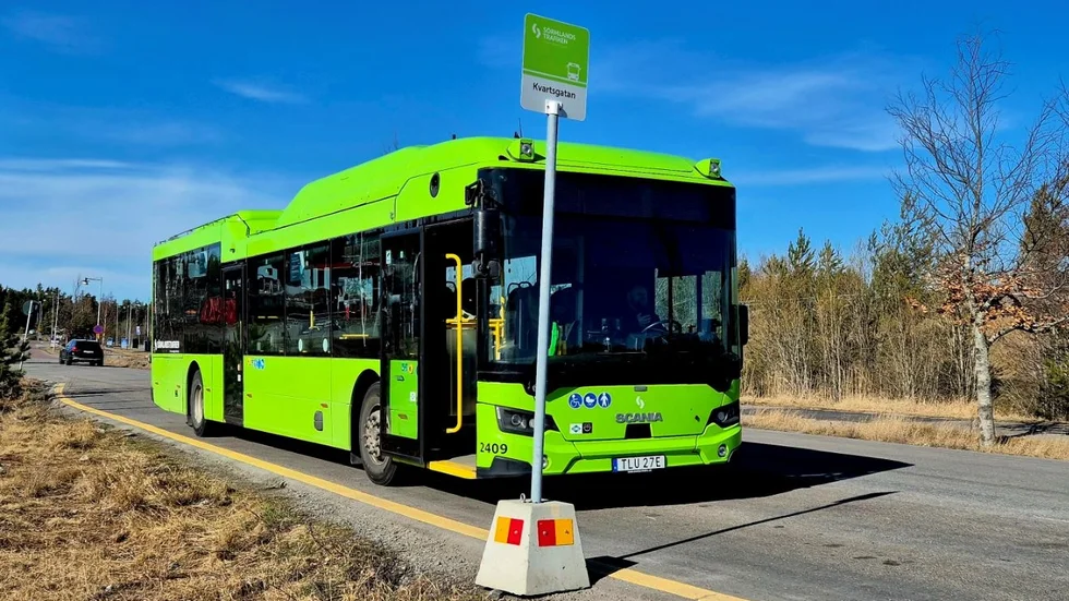 Busshållplatsen vid Kvartsgatan i Biskopskvarn som togs i bruk den 24 mars.