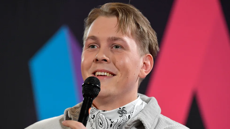 Emil Assergård efter lördagens tredje deltävling av Melodifestivalen i Annexet.