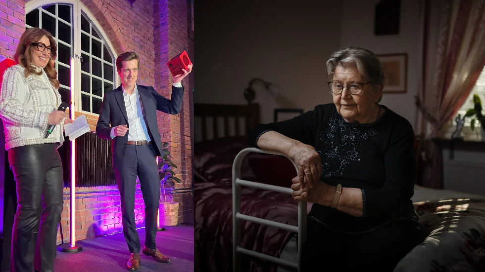 UNT-fotografen Adam Wrafter hyllas efter (till vänster) att ha tagit bilden som utsågs årets porträttbild (till höger).