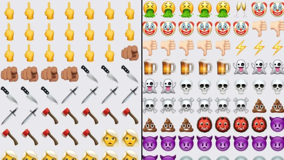 Ett av de hotfulla sms:en innehöll 164 emojis.