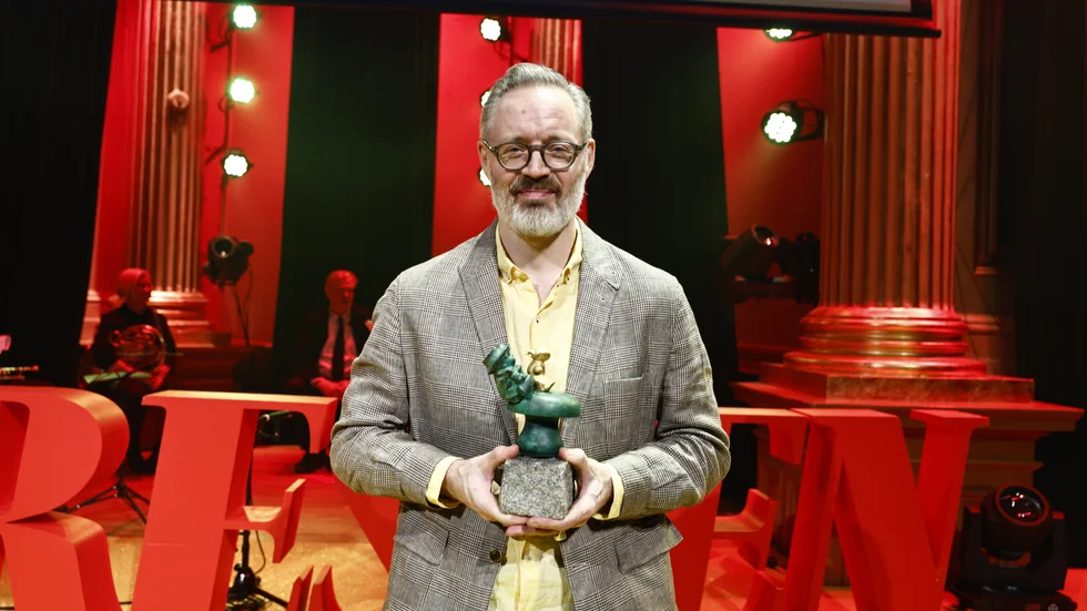 Michael Lindgren fick Expressens satirpris Ankan vid Expressens kulturfest på Nalen på måndagskvällen.