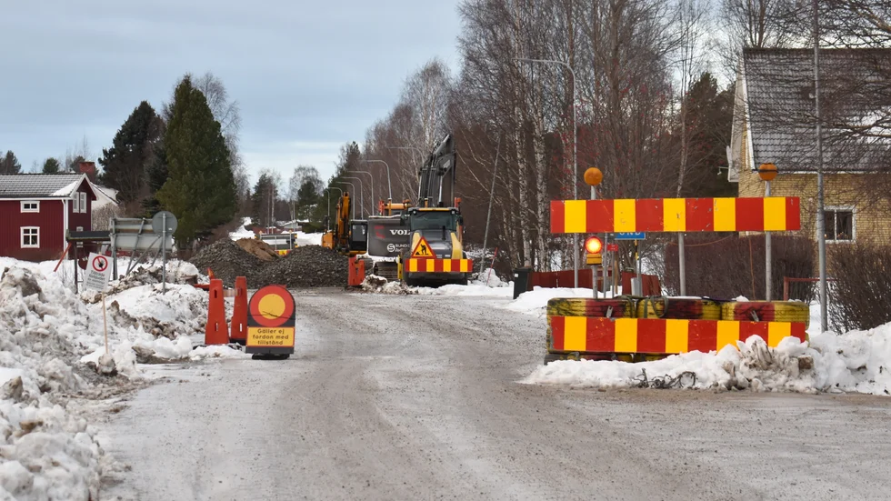 Under arbetet med bron över väg 814.