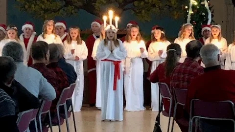 Lucia och tärnor, tomtar från Väskinde skola. 