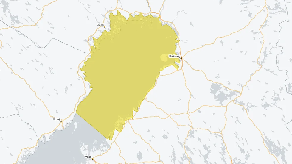 SMHI har utfärdat en gul varning för kuling i Bottenviken.