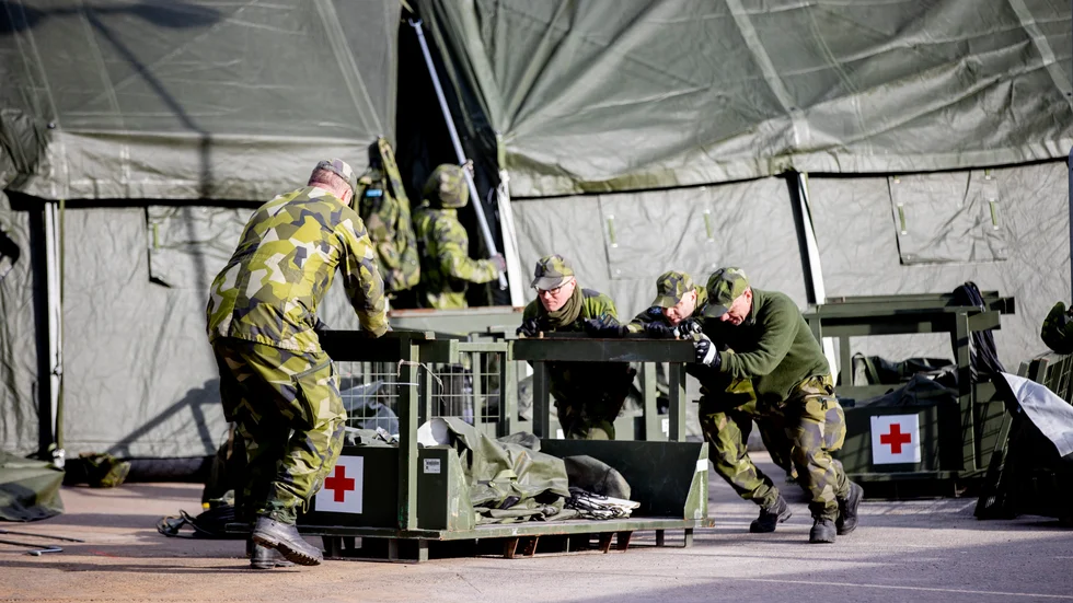 I Göteborg har Försvarsmakten byggt ett fältsjukhus med 20 intensivvårdsplatser. Arkivbild.