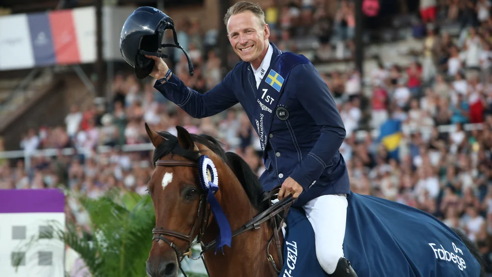 Peder Fredricson vann GCT-tävlingen i Stockholm förra året, en titel han inte får försvara i år. Tävlingen ställs in på grund av coronapandemin. Arkivbild.