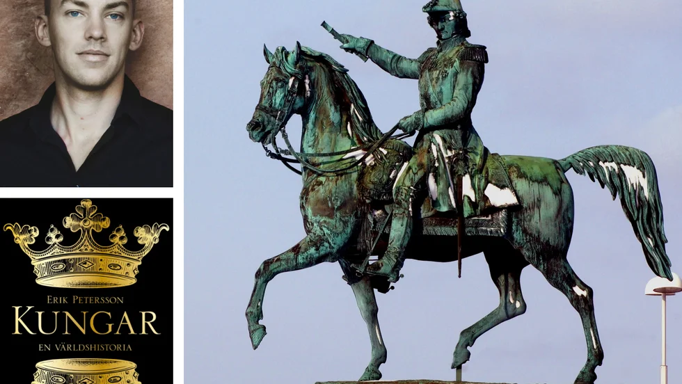 Erik Petersson, historiker från Linköping, belyser kungamaktens historia i sin nya bok. Karl XIV Johan, som står staty i Stockholm, är ett exempel på en kung som valts till sitt ämbete.    