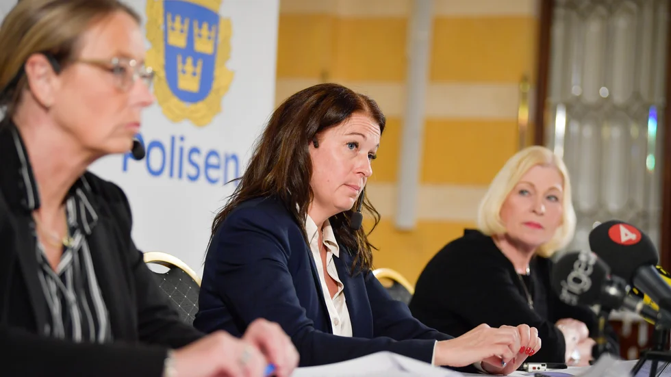 Eva Andersson, Anna Lander och Anna Nedwik på den pressträff som hölls i samband med att Esmeraldas mamma åtalades i maj förra året.