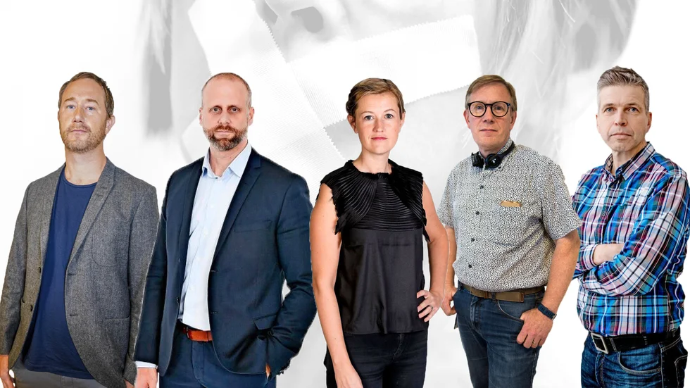 Anders Bäckström, SVT, Marcus Melinder, Norran, Jessica Wennberg, VK, Matti Lilja, SR och Erik Isberg, VF. 