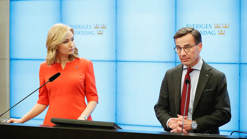 Kristdemokraternas partiledare Ebba Busch Thor och Moderaternas partiledare Ulf Kristersson.