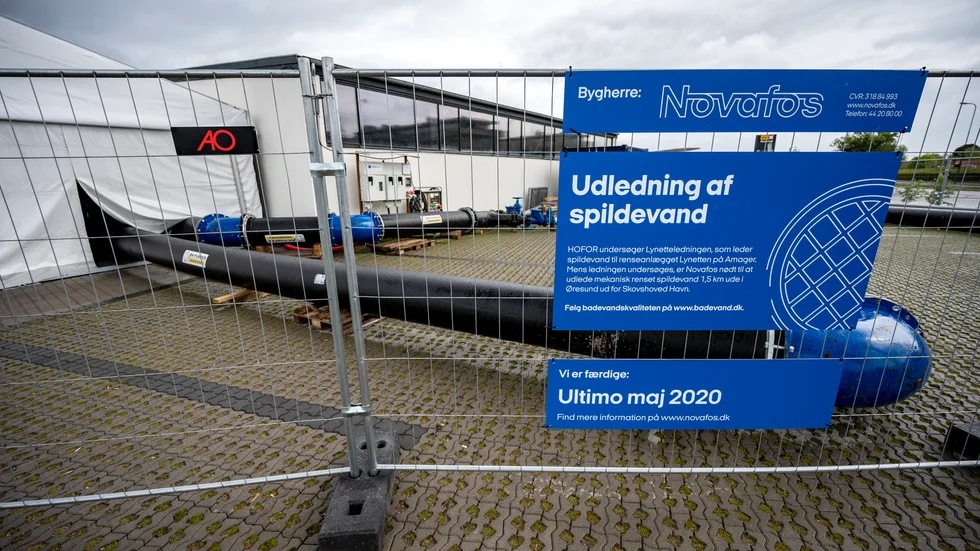 Pumpstationen i hamnen i Skovshoved där danskt bajsvatten ska pumpas ut i Öresund. Skovshoved ligger i höjd med Barsebäck på den svenska sidan Öresund.