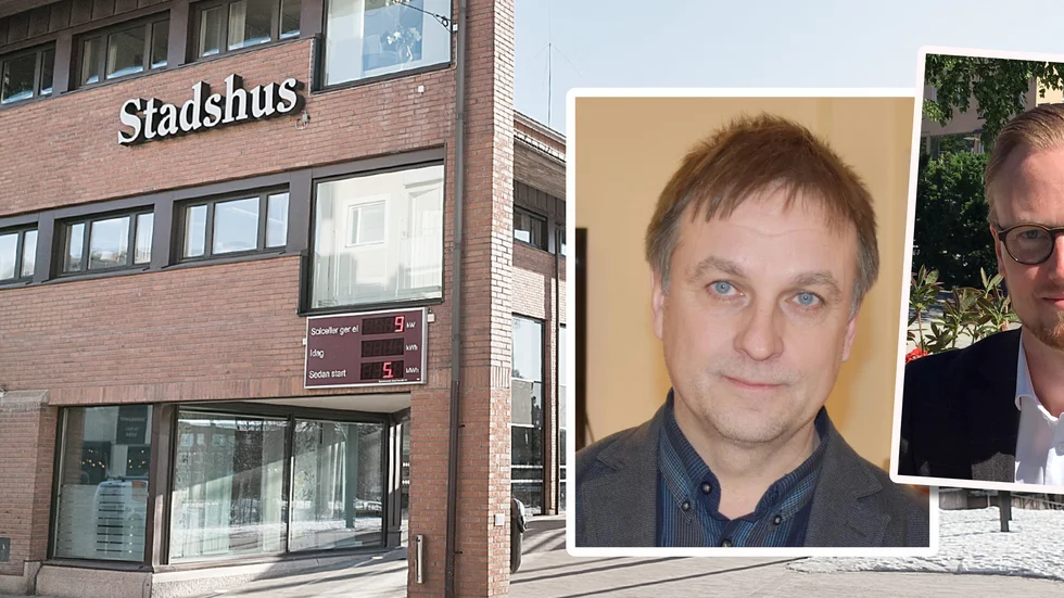 Loretns Burman (S) och Andreas Löwenhöök (M) var tillsammans med de övriga partiernas gruppledare överens om att minska antalet ledamöter för en tid framöver. Montage: Lars Eriksson/Jenny Petersson. 