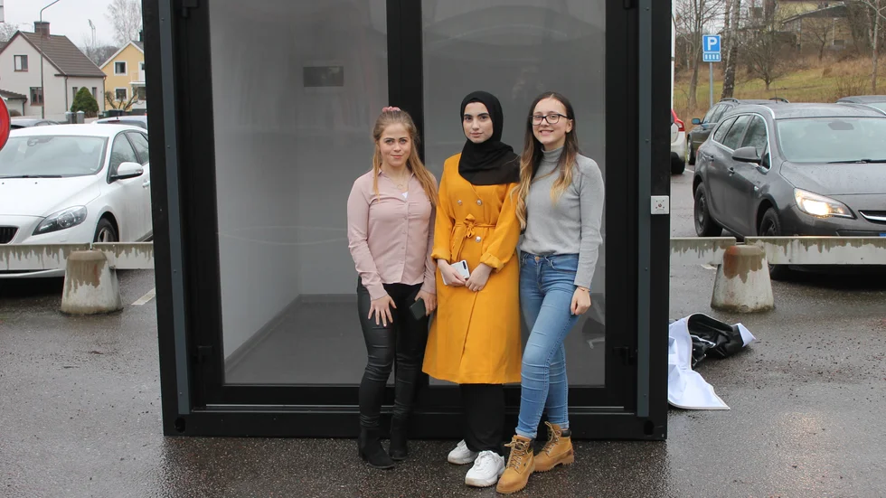 Felicia Andersson (organisatör), Lavan Mohammed (sekreterare) och Esmeralda Gjonlulaj (ordförande). Alla är en del av Raoul Wallenberg Academys skolprojekt kuben. 