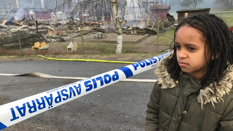 Betlehem Fisshaye, 8, har gått på Fjärilens förskola. Hon tycker att det är sorgligt att den har brunnit.