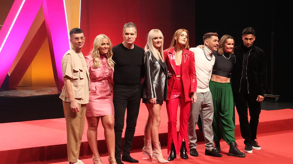 Alla artister som medverkar i deltävlingen i Göteborg. Från vänster: Paul Rey, Klara Hammarström, Thorsten Flinck, Anna Bergendahl, Dotter, Mendez, Linda Bengtzing och Alvaro Estrella (som tävlar med Mendez).