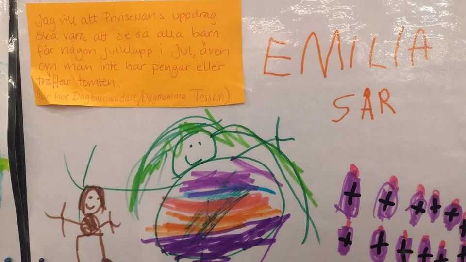 "Jag vill att prinsessans uppdrag ska vara att se så alla barn får någon julklapp i jul, även om man inte har pengar eller träffar tomten”, tycker Emilia 5 år.