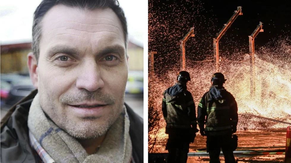 Kommissarie Daniel Axelsson säger att polisen kommer att söka med hjälp av hundar i brandresterna. 