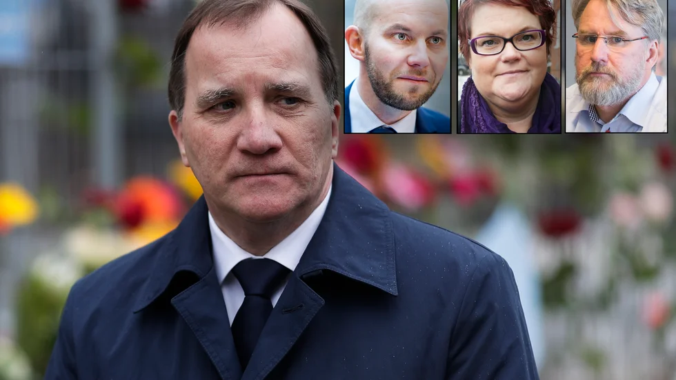 Svårt läge för Stefan Löfven. Socialdemokraternas partiledare och landets statsminister ifrågasätts allt oftare på grund av den svaga väljaropinionen. Infällda: kommunalråden Claes Nordmark, Boden, Ulrica Hammarström, Pajala, samt Robert Bernhardsson, Jokkmokk. 