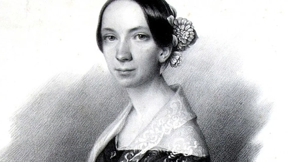 Kompositören Emilie Mayer på en odaterad teckning. Hon föddes 1812 eller möjligen 1821. Uppgifterna varierar. Klart är att hon dog 1883.