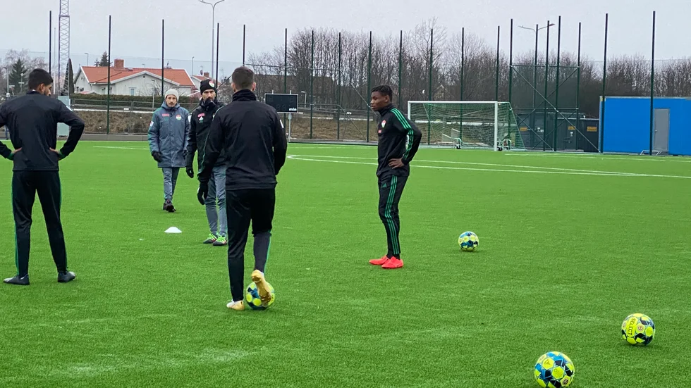 Sylvin Kayembe under måndagens träning.