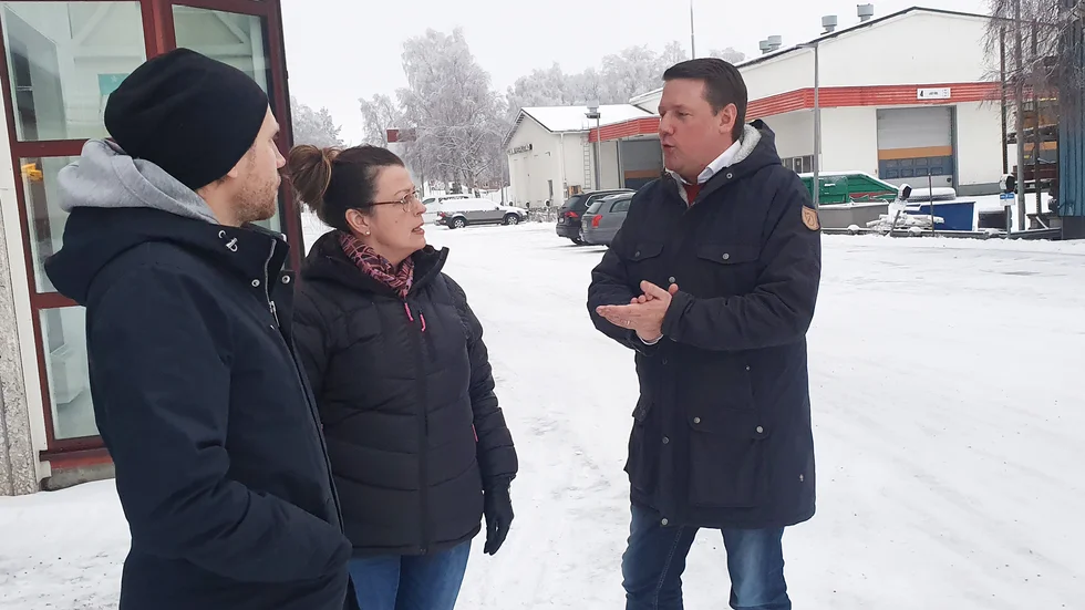 Kommunal rustar för avtalsrörelsen. Från vänster Henrik Alqvist, ordförande i Luleå,  Zara Leghissa, distriktsordförande,  och Tobias Baudin, riksordförande.