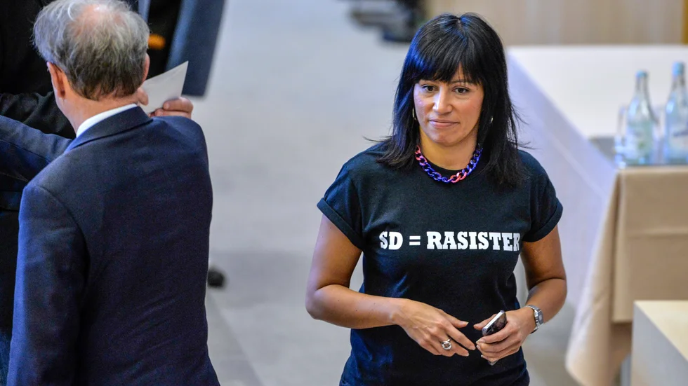 Vänsterpartiets tidigare riksdagsledamot Rossana Dinamarca i riksdagen. 
