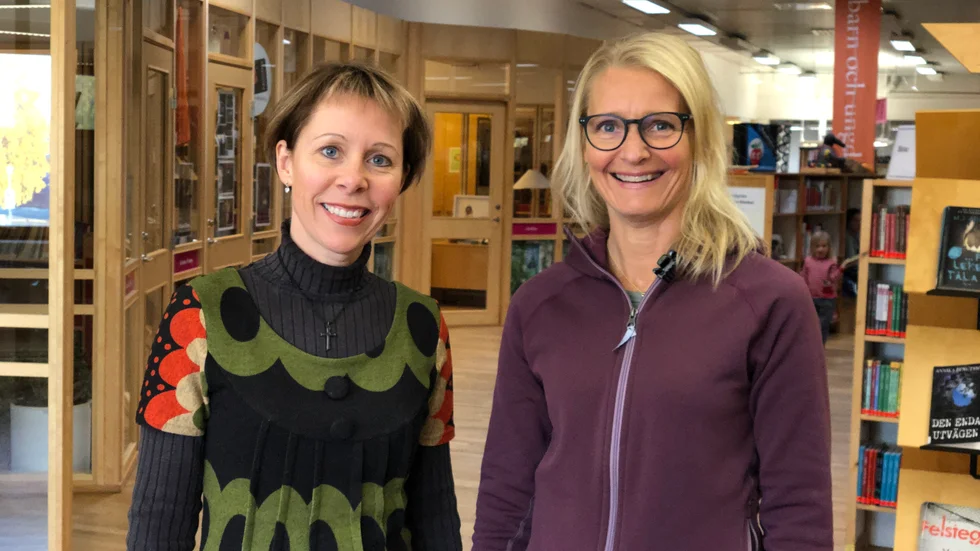 Bibliotekarierna Åsa Wilén och Helen Esberg spekulerade i Nobelpristagarna.